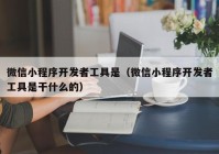 微信小程序开发者工具是（微信小程序开发者工具是干什么的）